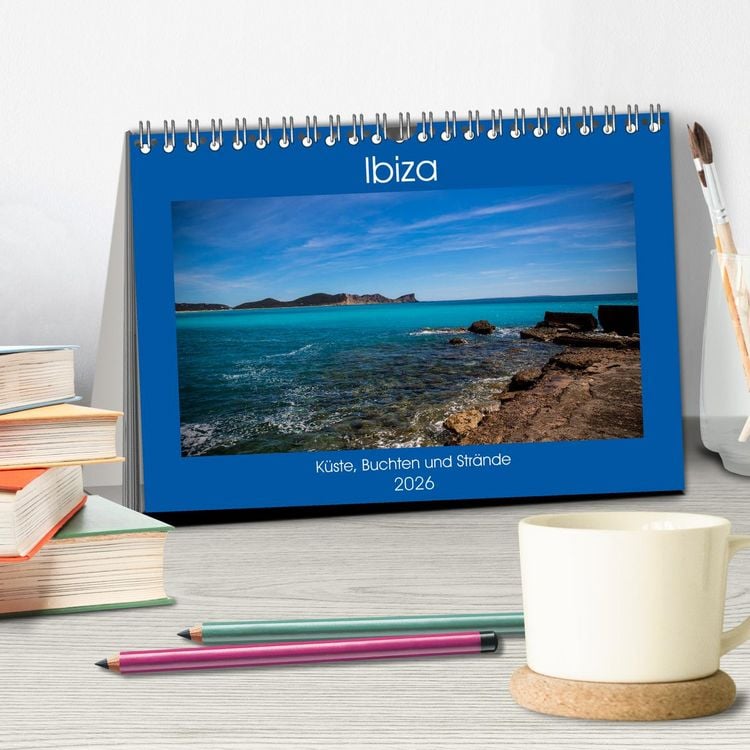 Produktbild: Ibiza K&uuml;ste, Buchten und Str&auml;nde (Tischkalender 2026 DIN A5 quer), CALVENDO Monatskalender