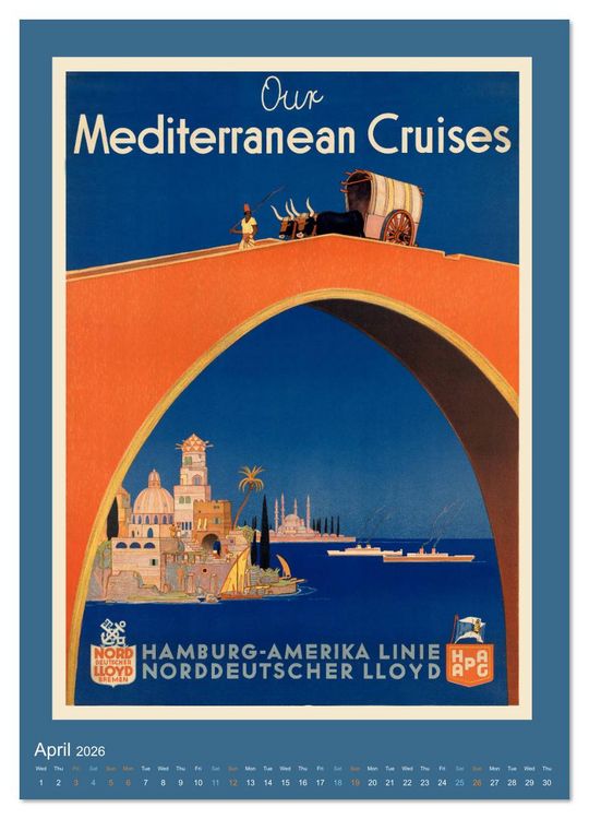 Produktbild: Vintage Travel Posters around the World (Wall Calendar 2026 DIN A4 portrait), CALVENDO 12 Month Wall Calendar
