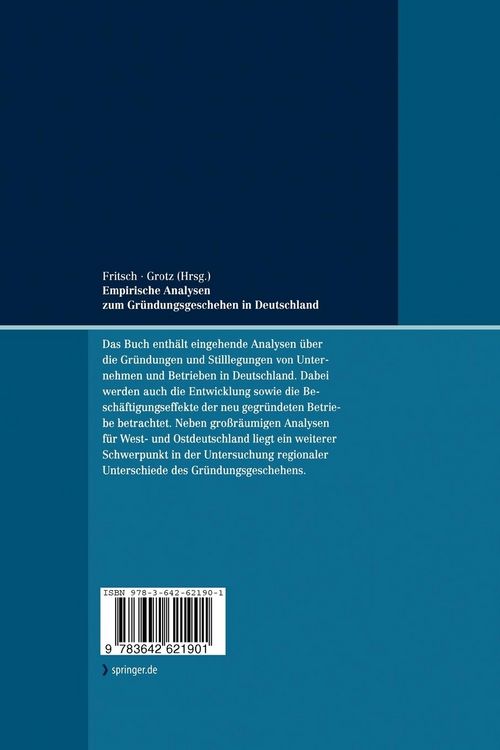 Produktbild: Empirische Analysen zum Gr&uuml;ndungsgeschehen in Deutschland