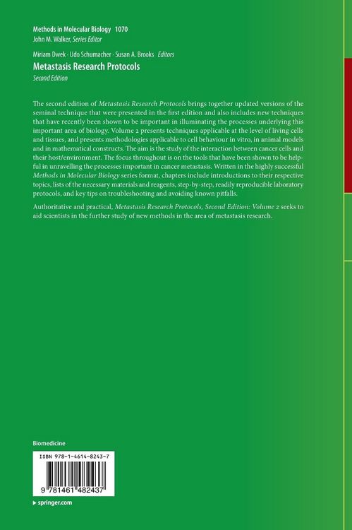 Produktbild: Metastasis Research Protocols