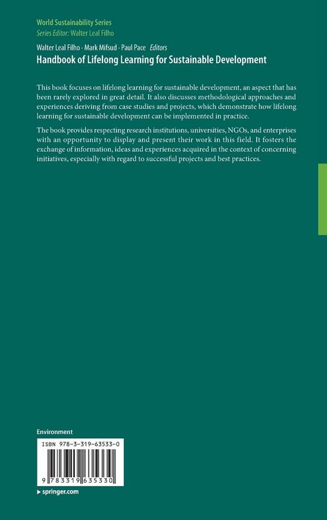 Produktbild: Handbook of Lifelong Learning for Sustainable Development