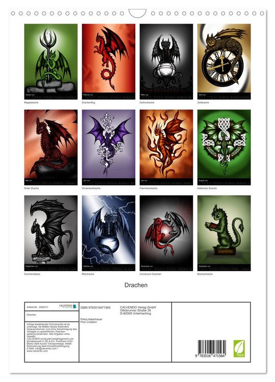 Produktbild: Drachen (Wandkalender 2026 DIN A3 hoch), CALVENDO Monatskalender