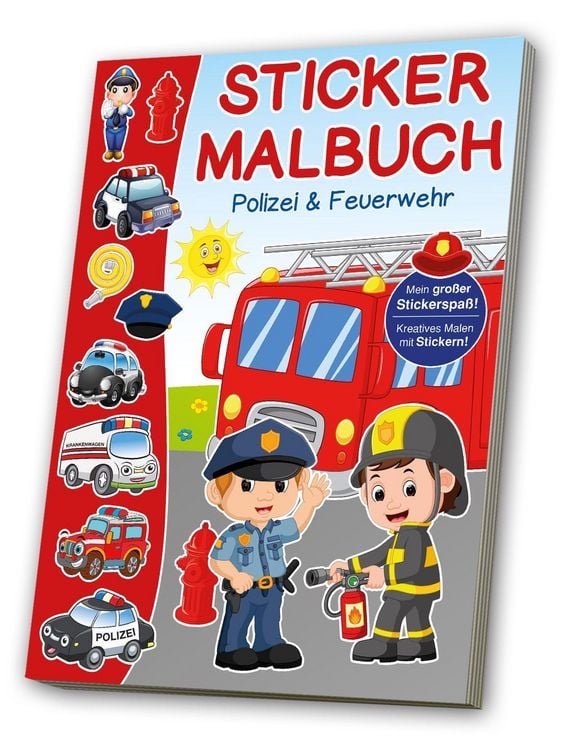 Produktbild: Mal- & Stickerbuch - Polizei, Feuerwehr, Rettung
