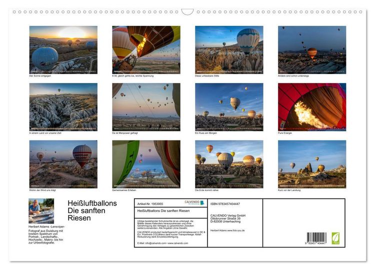 Produktbild: Hei&szlig;luftballons Die sanften Riesen (Wandkalender 2026 DIN A2 quer), CALVENDO Monatskalender