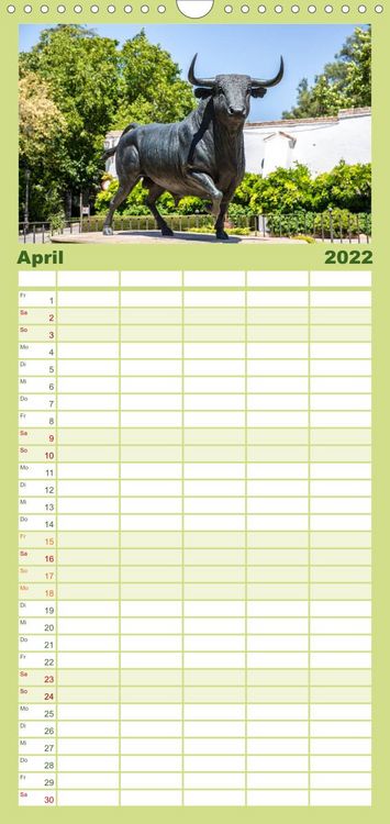 Produktbild: Familienplaner Andalusien - die Wiege vieler spanischer Traditione (Wandkalender 2022 , 21 cm x 45 cm, hoch)
