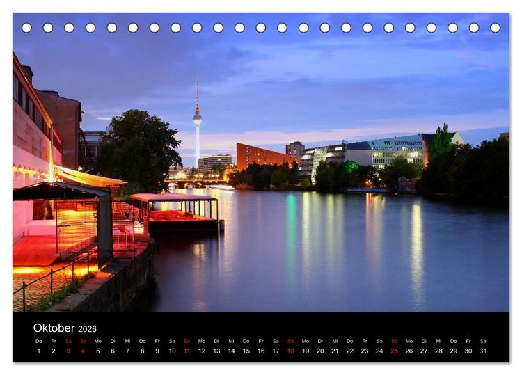 Produktbild: BERLIN ZUR BLAUEN STUNDE (Tischkalender 2026 DIN A5 quer), CALVENDO Monatskalender