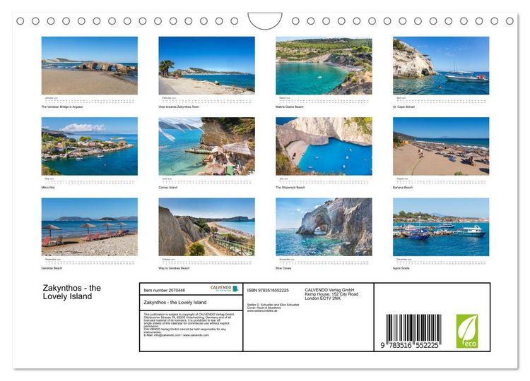 Produktbild: Zakynthos - the Lovely Island (Wall Calendar 2026 DIN A4 landscape), CALVENDO 12 Month Wall Calendar