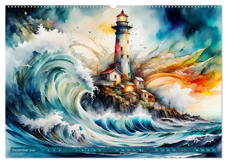 Produktbild: Einsame W&auml;chter Leuchtt&uuml;rme (hochwertiger Premium Wandkalender 2026 DIN A2 quer), Kunstdruck in Hochglanz