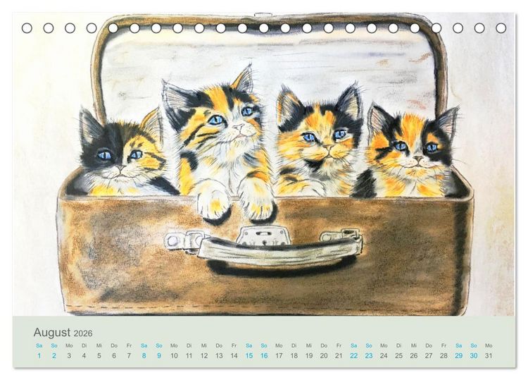 Produktbild: KATZEN PortraiTierART (Tischkalender 2026 DIN A5 quer), CALVENDO Monatskalender