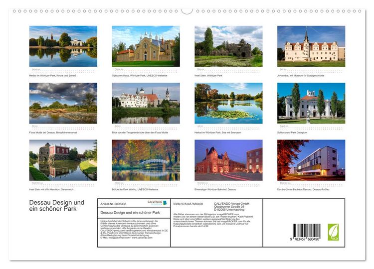 Produktbild: Dessau Design und ein sch&ouml;ner Park (hochwertiger Premium Wandkalender 2026 DIN A2 quer), Kunstdruck in Hochglanz