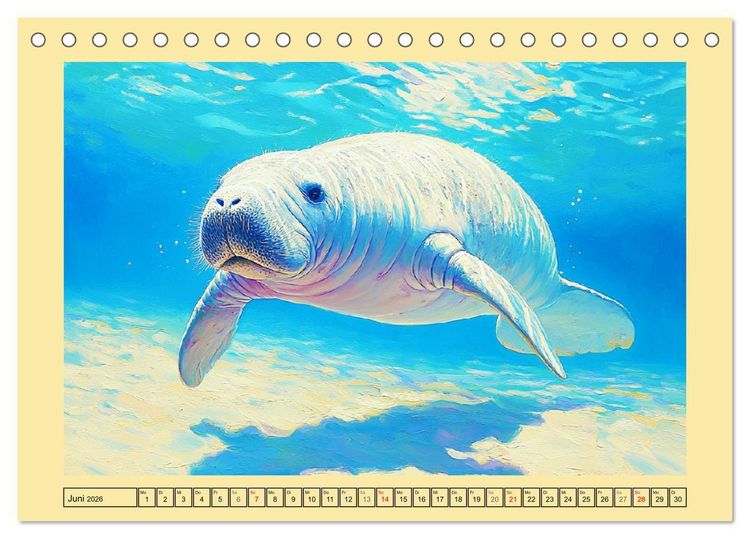 Produktbild: Manatee Paintings. Rundschwanzseek&uuml;he im &Ouml;lgem&auml;lde-Stil (Tischkalender 2026 DIN A5 quer), CALVENDO Monatskalender