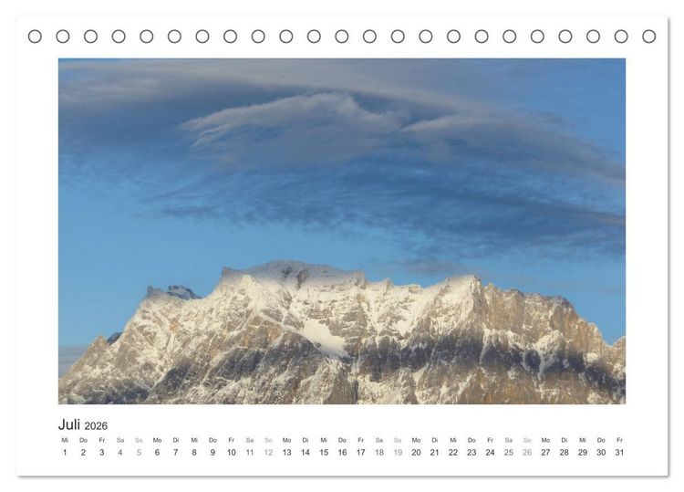 Produktbild: Die sch&ouml;nsten Gipfel der Alpen - Giganten aus Fels und Eis (Tischkalender 2026 DIN A5 quer), CALVENDO Monatskalender