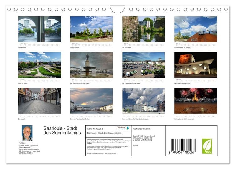 Produktbild: Saarlouis - Stadt des Sonnenk&ouml;nigs (Wandkalender 2026 DIN A4 quer), CALVENDO Monatskalender