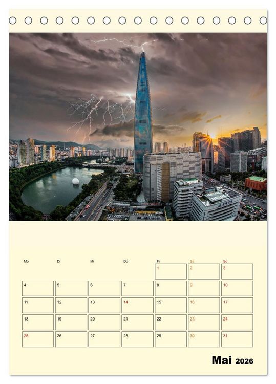 Produktbild: Metropolen im Gewitter (Tischkalender 2026 DIN A5 hoch), CALVENDO Monatskalender