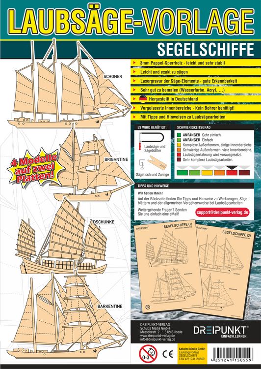 Produktbild: Laubs&auml;gevorlage Segelschiffe