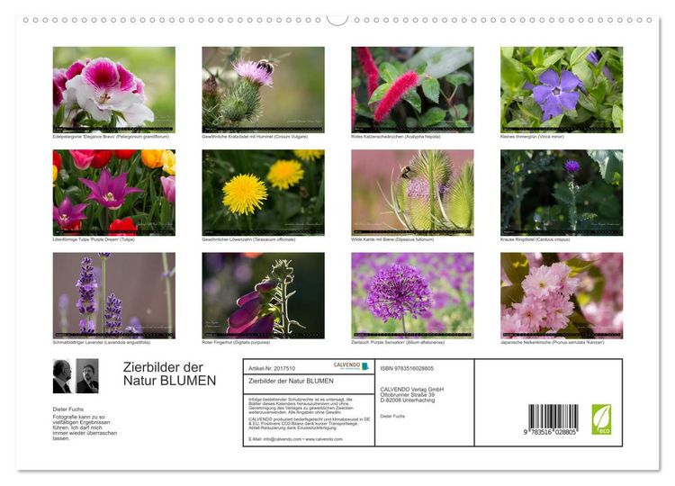 Produktbild: Zierbilder der Natur BLUMEN (hochwertiger Premium Wandkalender 2026 DIN A2 quer), Kunstdruck in Hochglanz