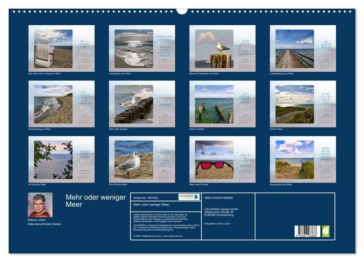 Produktbild: Mehr oder weniger Meer (Wandkalender 2026 DIN A2 quer), CALVENDO Monatskalender