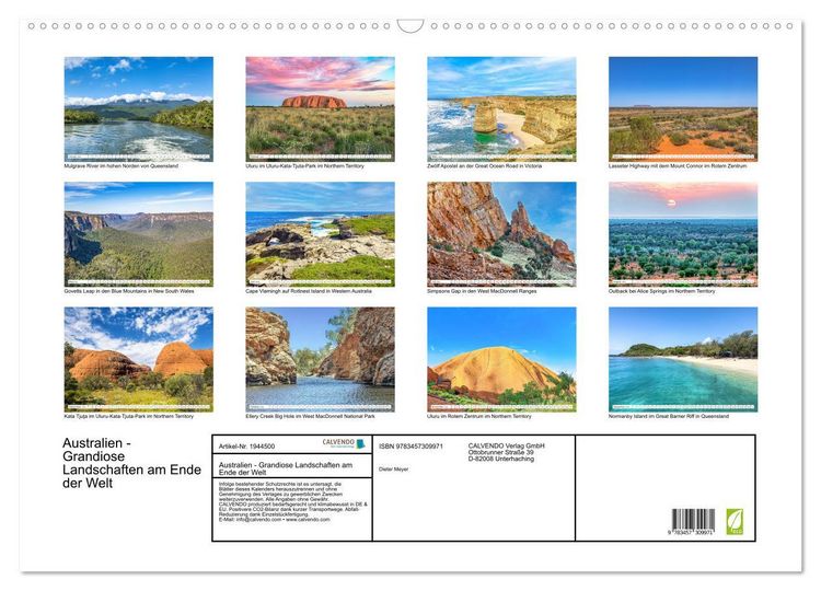 Produktbild: Australien - Grandiose Landschaften am Ende der Welt (Wandkalender 2026 DIN A2 quer), CALVENDO Monatskalender