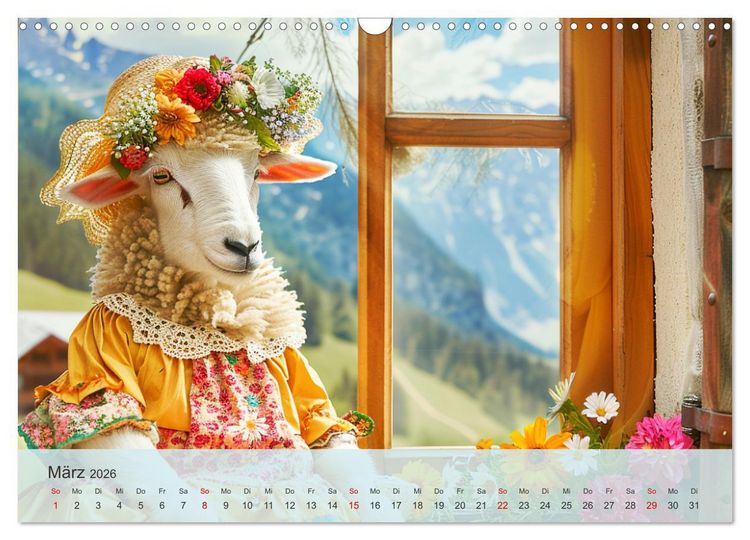 Produktbild: Fenstergucker auf der Alm. Lustige Tiere im Sommer auf dem Bergbauernhof (Wandkalender 2026 DIN A3 quer), CALVENDO Monatskalender