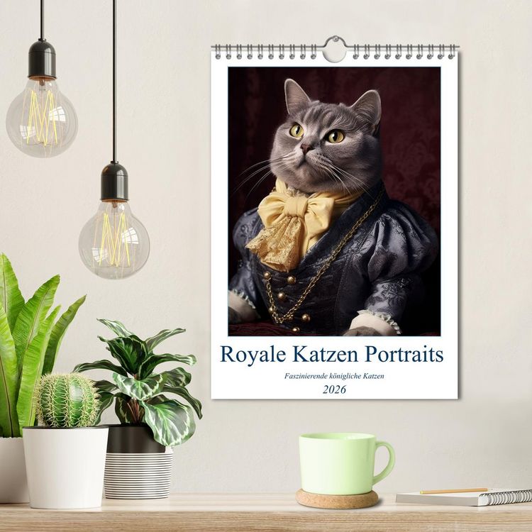 Produktbild: Royale Katzen Portraits (Wandkalender 2026 DIN A4 hoch), CALVENDO Monatskalender