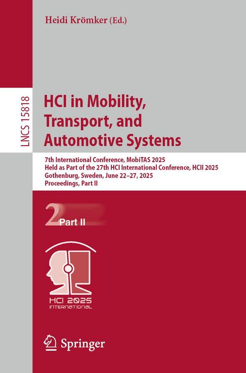 Produktbild: HCI in Mobility, Transport, and Automotive Systems