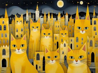 Produktbild: CALVENDO Puzzle Katzen - Schnurren unterm Sternenhimmel | 1000 Teile Lege-Gr&ouml;&szlig;e 64x48cm Foto-Puzzle f&uuml;r gl&uuml;ckliche Stunden