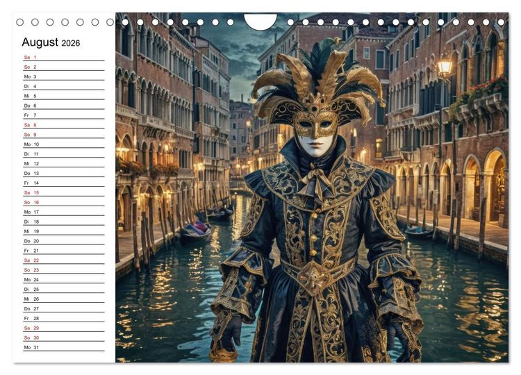 Produktbild: M&auml;rchenhafte Maskerade KI - Karnevalserlebnis in Venedig (Wandkalender 2026 DIN A4 quer), CALVENDO Monatskalender