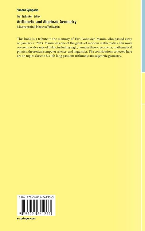 Produktbild: Arithmetic and Algebraic Geometry
