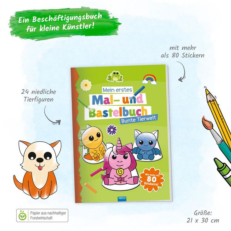 Produktbild: Tr&ouml;tsch Malbuch Bastelbuch Mein erstes Mal- und Bastelbuch Bunte Tierwelt