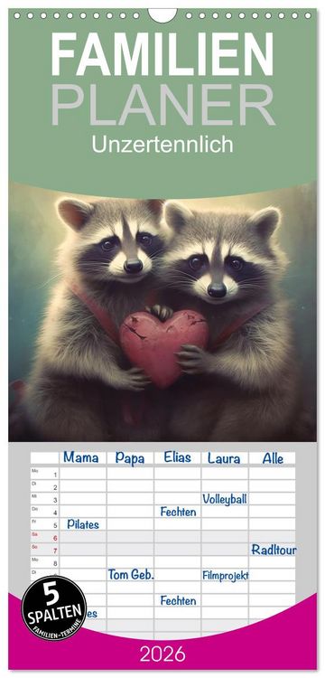 Produktbild: Familienplaner 2026 - Unzertennlich mit 5 Spalten (Wandkalender, 21 x 45 cm) CALVENDO