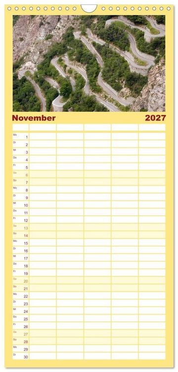 Produktbild: Familienplaner 2027 - Alpenp&auml;sse auf dem Rennrad Vol. 1 mit 5 Spalten (Wandkalender, 21 x 45 cm) CALVENDO