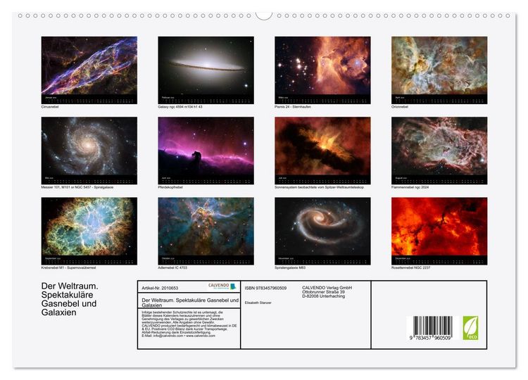 Produktbild: Der Weltraum. Spektakul&auml;re Gasnebel und Galaxien (hochwertiger Premium Wandkalender 2026 DIN A2 quer), Kunstdruck in Hochglanz
