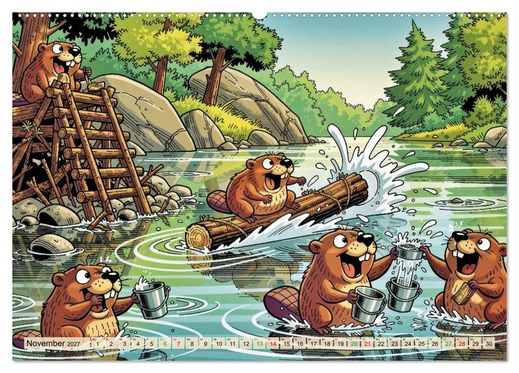 Produktbild: Lustige Biber - Comic (hochwertiger Premium Wandkalender 2027 DIN A2 quer), Kunstdruck in Hochglanz