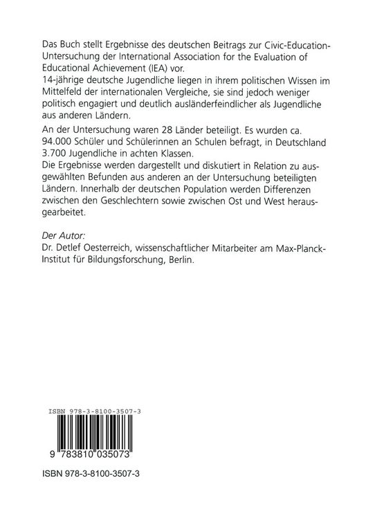 Produktbild: Politische Bildung von 14-J&auml;hrigen in Deutschland