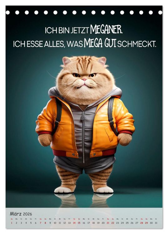 Produktbild: COOLE KATZEN Spr&uuml;cheklopfer (Tischkalender 2026 DIN A5 hoch), CALVENDO Monatskalender