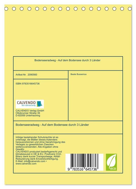 Produktbild: Bodenseeradweg - Auf dem Bodensee durch 3 L&auml;nder (Tischkalender 2026 DIN A5 hoch), CALVENDO Monatskalender