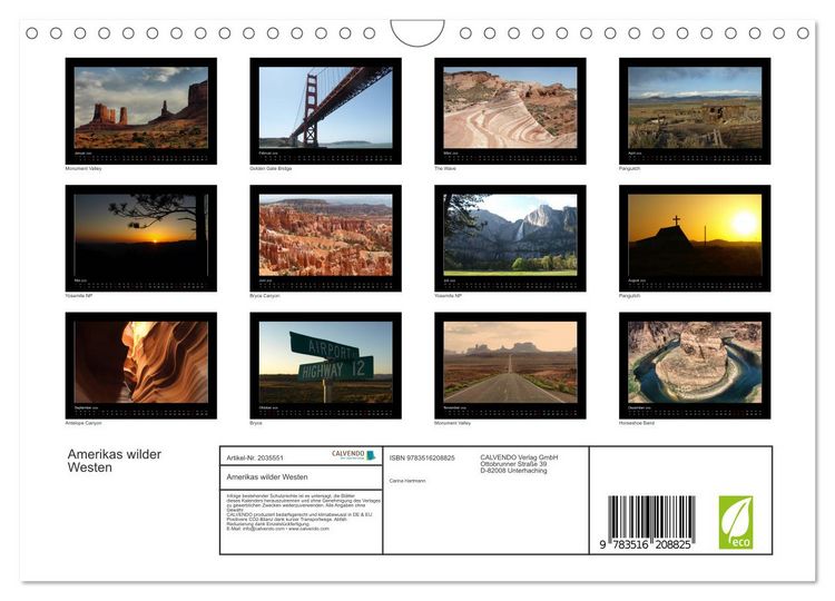 Produktbild: Amerikas wilder Westen (Wandkalender 2026 DIN A4 quer), CALVENDO Monatskalender