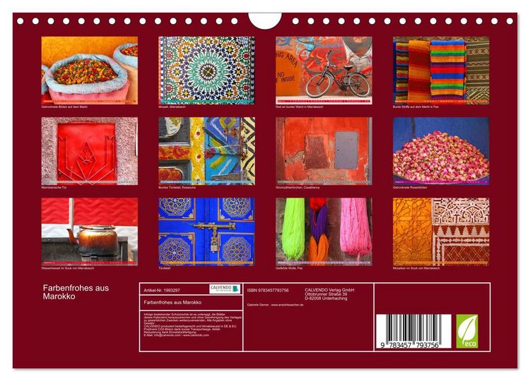 Produktbild: Farbenfrohes aus Marokko (Wandkalender 2026 DIN A4 quer), CALVENDO Monatskalender