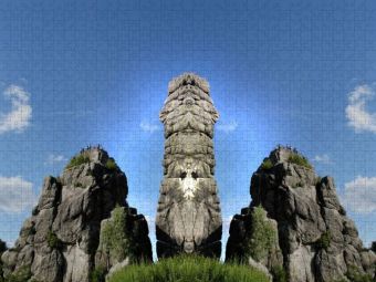 Produktbild: CALVENDO Puzzle Die Externsteine - W&auml;chter aus einer anderen Zeit | 1000 Teile Lege-Gr&ouml;&szlig;e 64x48cm Foto-Puzzle f&uuml;r gl&uuml;ckliche Stunden