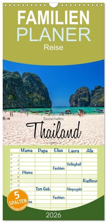 Produktbild: Familienplaner 2026 - Zauberhaftes Thailand mit 5 Spalten (Wandkalender, 21 x 45 cm) CALVENDO