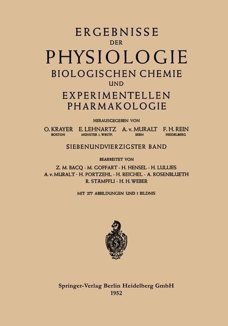 Produktbild: Ergebnisse der Physiologie Biologischen Chemie und Experimentellen Pharmakologie