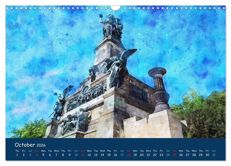 Produktbild: The Rhine valley - From Koblenz to Mainz in watercolours (Wall Calendar 2026 DIN A3 landscape), CALVENDO 12 Month Wall Calendar