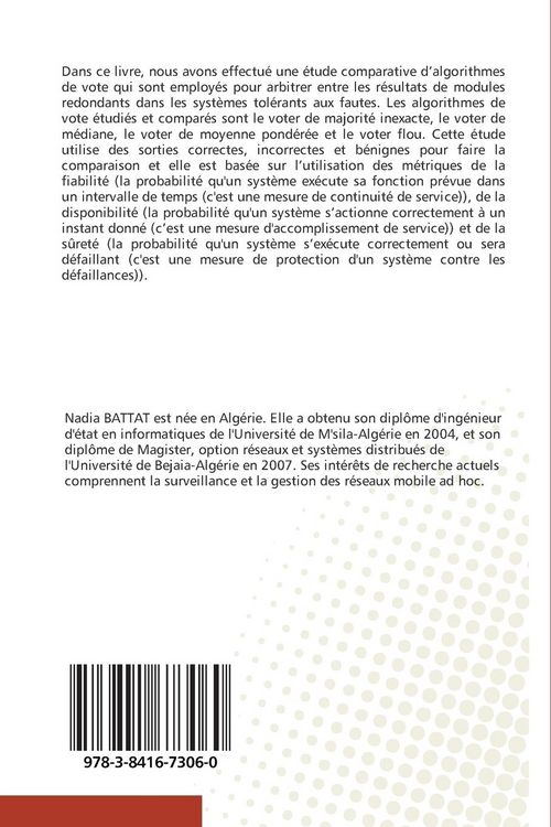 Produktbild: Les algorithmes de vote dans les syst&egrave;mes tol&eacute;rant aux fautes