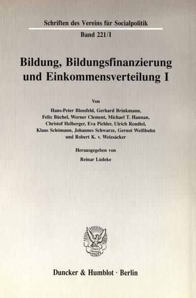 Produktbild: Bildung, Bildungsfinanzierung und Einkommensverteilung I.