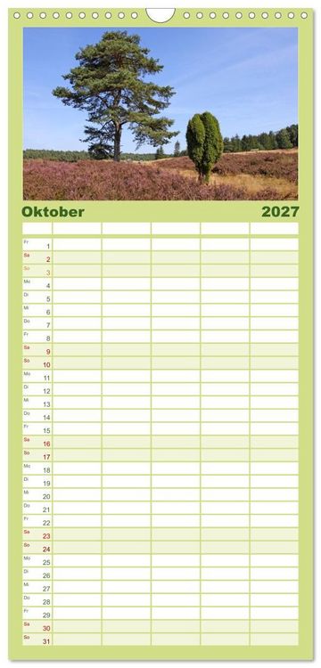 Produktbild: Familienplaner 2027 - Die L&uuml;neburger Heide - Ausflugsziel im Norden mit 5 Spalten (Wandkalender, 21 x 45 cm) CALVENDO