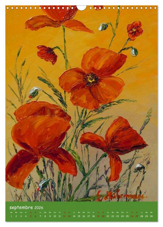 Produktbild: Coquelicots en peinture (Calendrier mural 2026 DIN A3 horizontal), CALVENDO calendrier mensuel