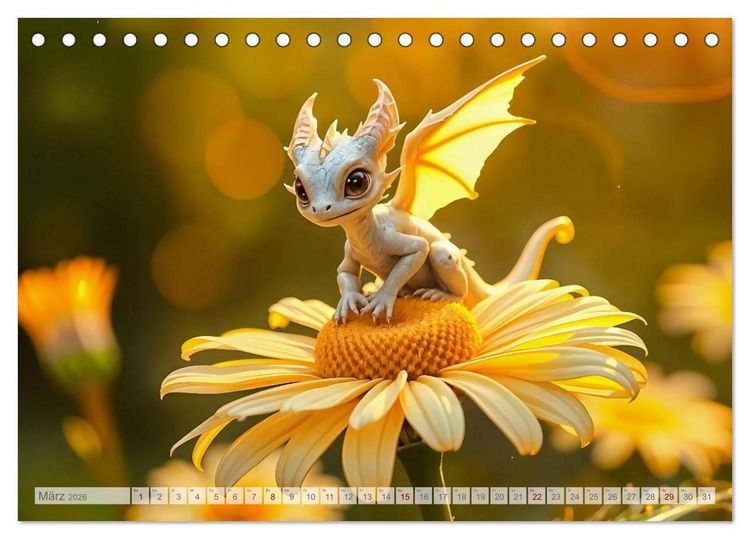 Produktbild: Regenbogenschuppen - Die geheime Welt der magischen Miniatur Drachen (Tischkalender 2026 DIN A5 quer), CALVENDO Monatskalender