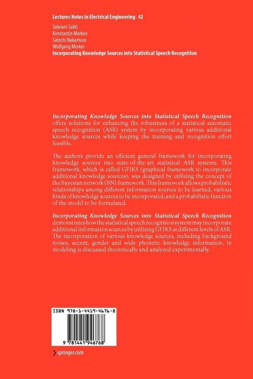 Produktbild: Incorporating Knowledge Sources into Statistical Speech Recognition