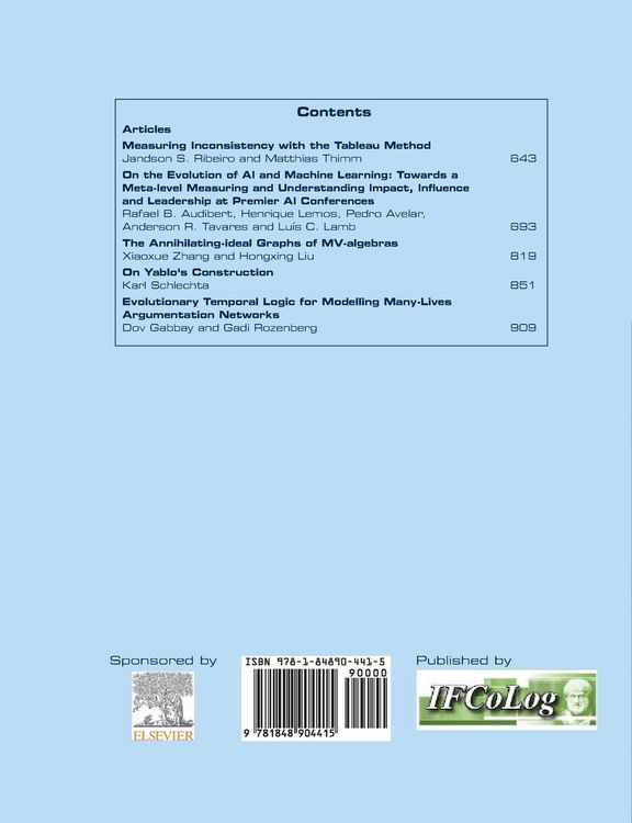 Produktbild: Journal of Applied Logics. IfCoLog Journal of Logics and their Applications. Volume 10, number 5, November 2023