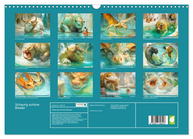 Produktbild: Schaurig sch&ouml;ne Biester (Wandkalender 2026 DIN A3 quer), CALVENDO Monatskalender